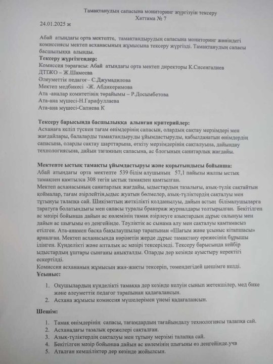 Хаттама №7, мониторинг