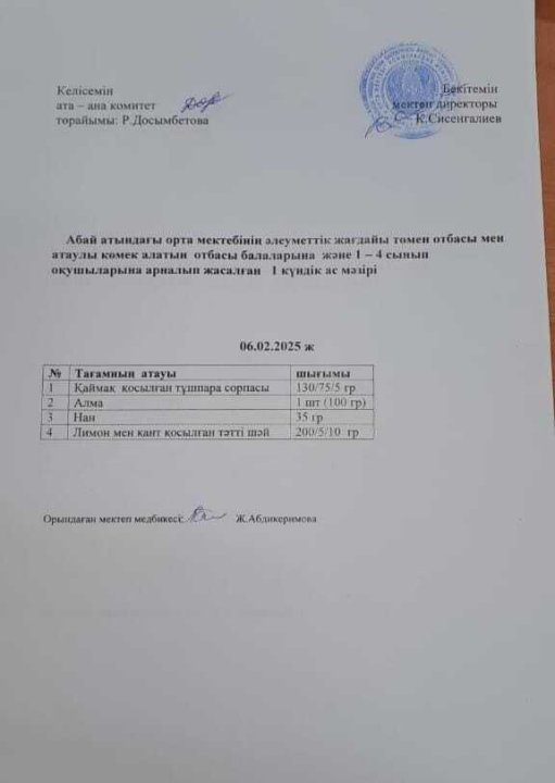 Ас мәзірі
