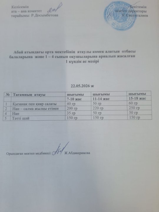 Ас мәзірі